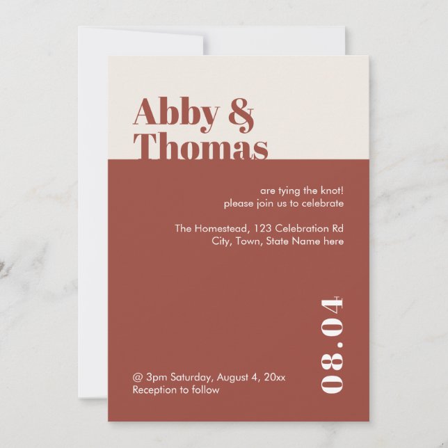 Fall Wedding Modern Minimal Terracotta Inbjudningar (Framsida)