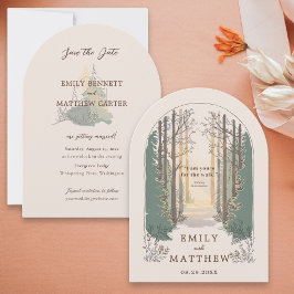 Fall Wedding Modern Rustic Elegant Simple Forest Inbjudningar