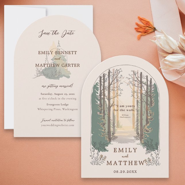 Fall Wedding Modern Rustic Elegant Simple Forest Inbjudningar (Skapare uppladdad)