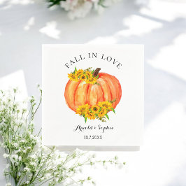 Fall Wedding Orange Pumpkin Blommigt Pappersservet Pappersservett