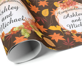 Fall Wedding Personalize Namn Höst löv Presentpapper