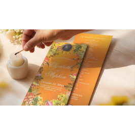 Fall Wedding Programs Autumn Maple Löv Pumpkins Program