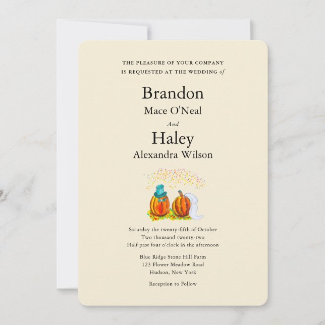 Fall Wedding Pumpkins-inbjudan Inbjudningar (Framsida)