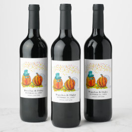 Fall Wedding Pumpkins Vinflaska Etikett