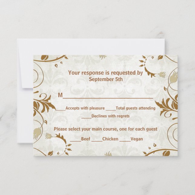 Fall Wedding Response and Meal Choice Card OSA Kort (Framsida)