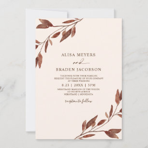 Fall Wedding Rust Brown Höst löv Foliage Inbjudningar
