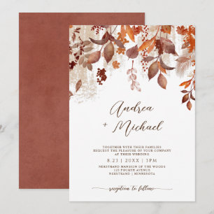 Fall Wedding Rust Höst löv Foliage-inbjudan Inbjudningar