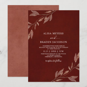 Fall Wedding Rust Höst löv Foliage Inbjudningar
