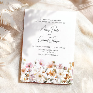 Fall Wedding Rustic Simple Watercolor Inbjudningar