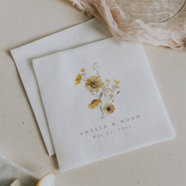 Fall Wedding Rustic Solros Cocktail Napkins Pappersservett (Skapare uppladdad)