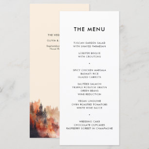 Fall Wedding Rustic Watercolor Mountain Range Meny