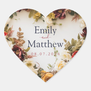 Fall Wedding Sticker Hjärtformat Klistermärke