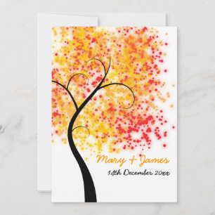 Fall Wedding Swirly Träd "Save the Date" Spara Datumet