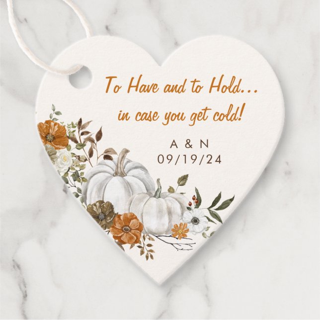 Fall Wedding Throw Blanket Rustic Blommigt Pumpkin Gåvor Etiketter (Framsida)