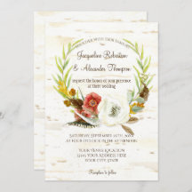 Fall Wedding Wandeann Boho Feather Birch Bark Popp