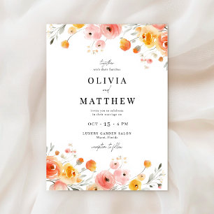 Fall Wedding Watercolor Modern Rustic Blommigt Inbjudningar