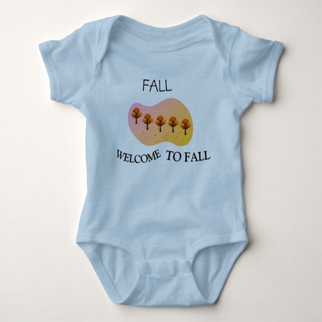 Fall Welcome To Fall Baby Light Blue Bodysuit T Shirt (Framsida)