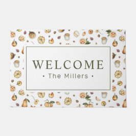 Fall Welcome Watercolor Pumpkins Mönster Namn