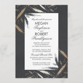 Fall Wheat Gold Foil Effect Chalkboard Bröllop Inbjudningar