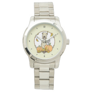 Fall Wheaten Terrier (vävs 1b2) Pumpkins Cute Armbandsur