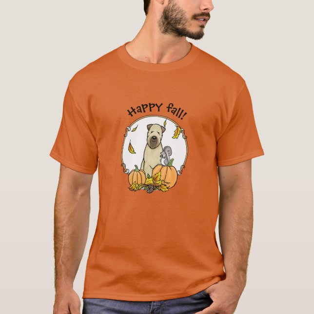 Fall Wheaten Terrier (vävs 1b2) Pumpkins Cute T Shirt (Framsida)