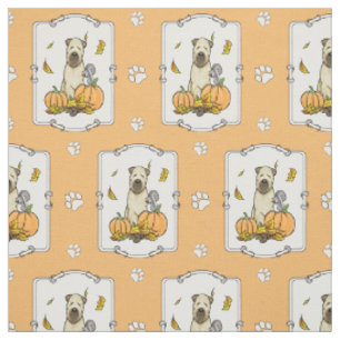 Fall Wheaten Terrier (vävs 1b2) Pumpkins Cute Tyg