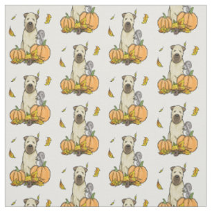 Fall Wheaten Terrier (vävs 1b2) Pumpkins Cute Tyg
