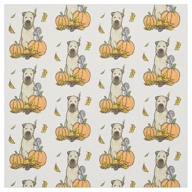 Fall Wheaten Terrier (vävs 1b2) Pumpkins Cute Tyg (Provkarta)