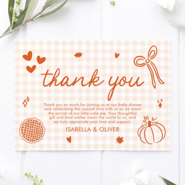 Fall Whimistisk en liten babystövel i Cutie Paj Tack Kort (Fall Whimsical A Little Cutie Pie Thank you card)