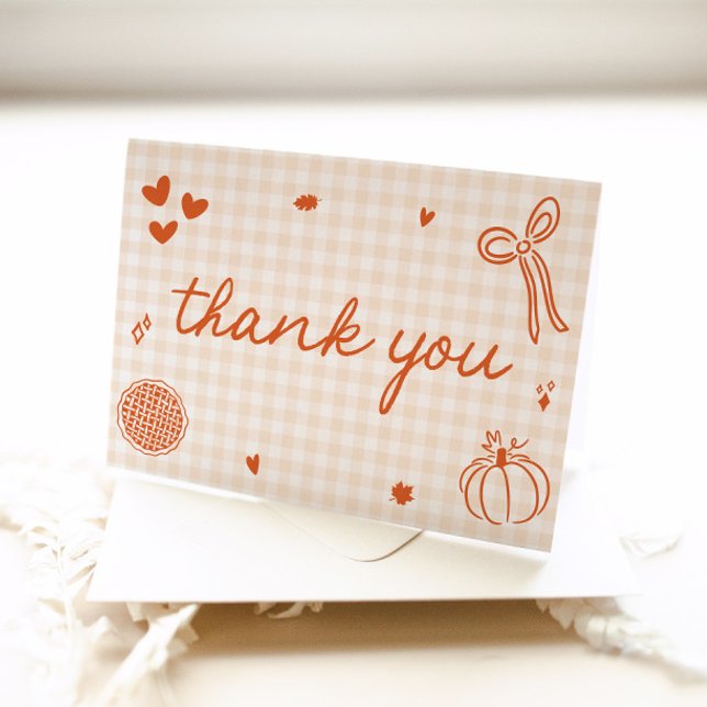 Fall Whimistisk en liten babystövel i Cutie Paj Tack Kort (Fall Whimsical A Little Cutie Pie Baby Shower Thank You Card)