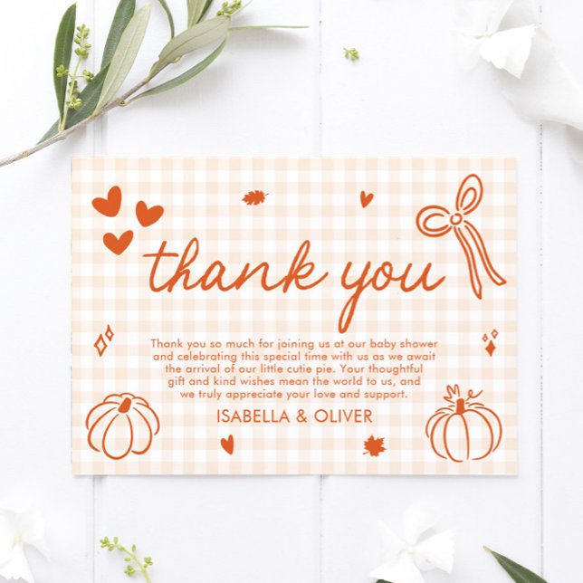 Fall Whimsic A Little Pumpkin - tackkort Inbjudningar (Fall Whimsical A Little Pumpkin Thank you card)