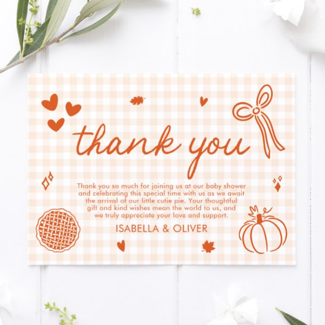 Fall Whimsical A Little Cutie Paj Tack för ditt ko Inbjudningar (Fall Whimsical A Little Cutie Pie Thank you card)
