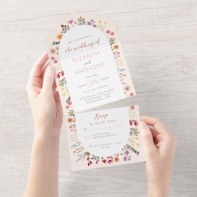 Fall Whimsical Wildblomcalligraphy Oval Bröllop (Avrivbar del)
