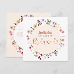 Fall Whimsical Wildblomme Blommigt Bridesmaid Inbjudningar