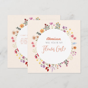 Fall Whimsical Wildbloms Blommigt Flower Girl Inbjudningar