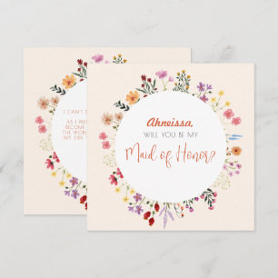 Fall Whimsical Wildbloms Blommigt Maid of honor Inbjudningar