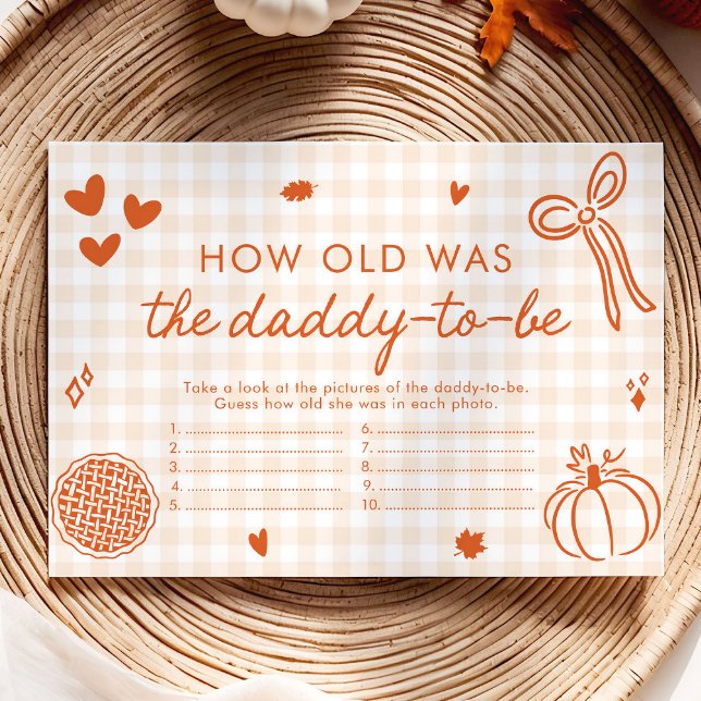 Fall Whimsiskt hur gammalt pappa Baby Shower-spel  Tilläggskort (Hand Drawn Fall Whimsical How Old Was Daddy Baby Shower Game)