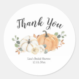 Fall White Blommigt Pumpkin Sticker Runt Klistermärke