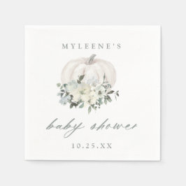 Fall White & Grått Pumpkin Baby Shower Pappersservett