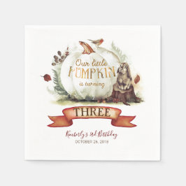 Fall White och Guld Pumpkin Birthday Pappersservett