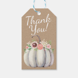Fall White Pumpkin Baby Shower Presentetikett