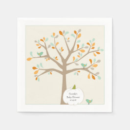 Fall White Pumpkin babydusch med namn-datum Pappersservett