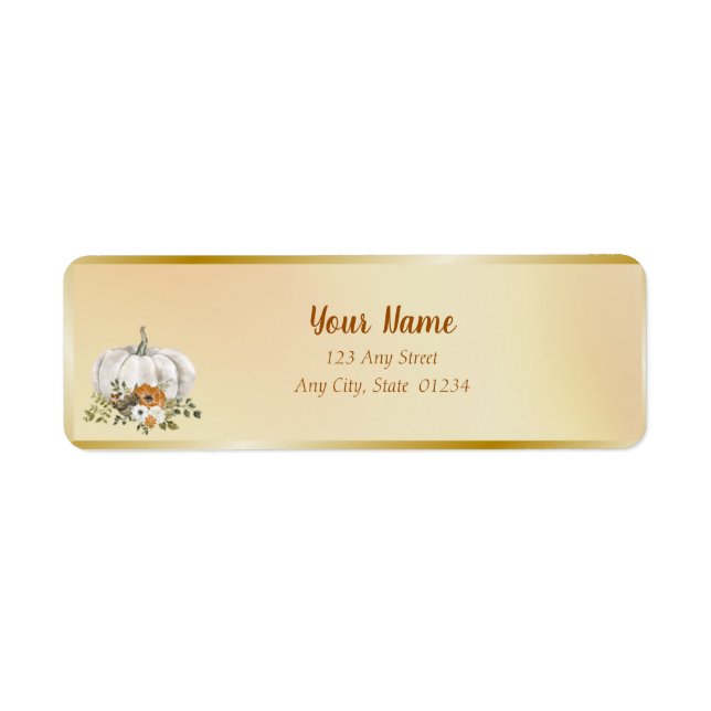 Fall White Rust Pumpkin Bröllop Returadress Etikett (Framsidan)