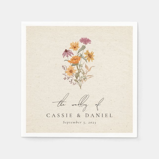 Fall WildblomGarden Botanical Bröllop Pappersservett (Framsidan)