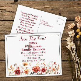 Fall Wildblomma Går med vykortet för familjeåterfö Helg Vykort