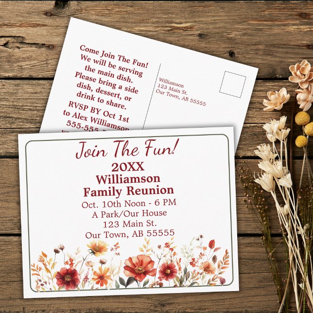 Fall Wildblomma Går med vykortet för familjeåterfö Helg Vykort (Skapare uppladdad)