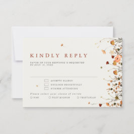 Fall Wildblomma Garden Blommigt Boho Chic bröllop OSA Kort