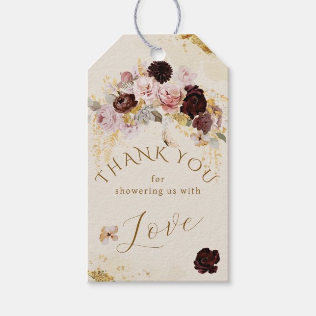 Fall Wildblomma Guld Blommigt Flicka Shower Presentetikett (Framsidan)