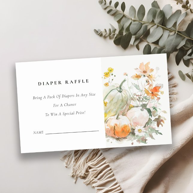 Fall Wildblommepumpkin Diaper Raffle Baby Shower Tilläggskort (Skapare uppladdad)