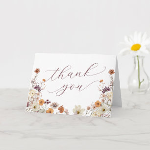 Fall Wildblommor Baby Shower Foldad Tack Kort